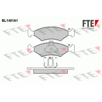 Jeu de 4 plaquettes de frein avant FTE BL1481A1