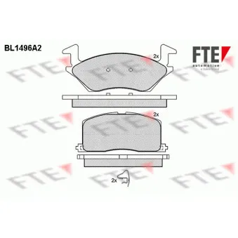 Jeu de 4 plaquettes de frein avant FTE BL1496A2