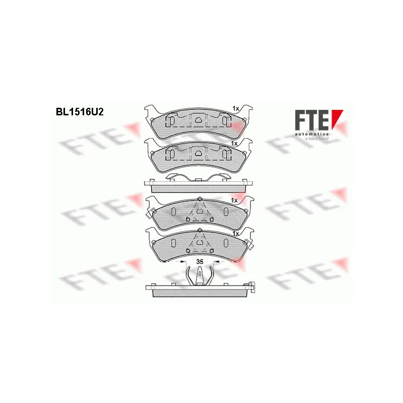 Jeu de 4 plaquettes de frein arrière FTE BL1516U2