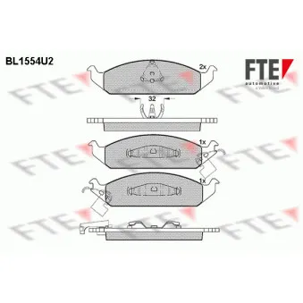 Jeu de 4 plaquettes de frein avant FTE BL1554U2