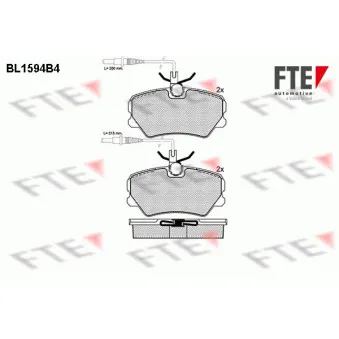 Jeu de 4 plaquettes de frein avant FTE BL1594B4