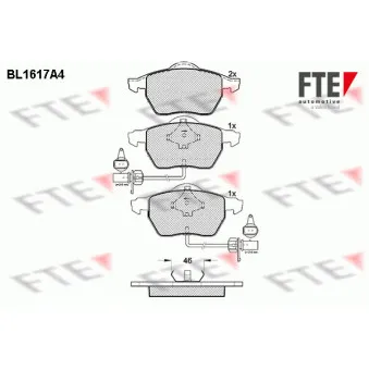 Jeu de 4 plaquettes de frein avant FTE BL1617A4