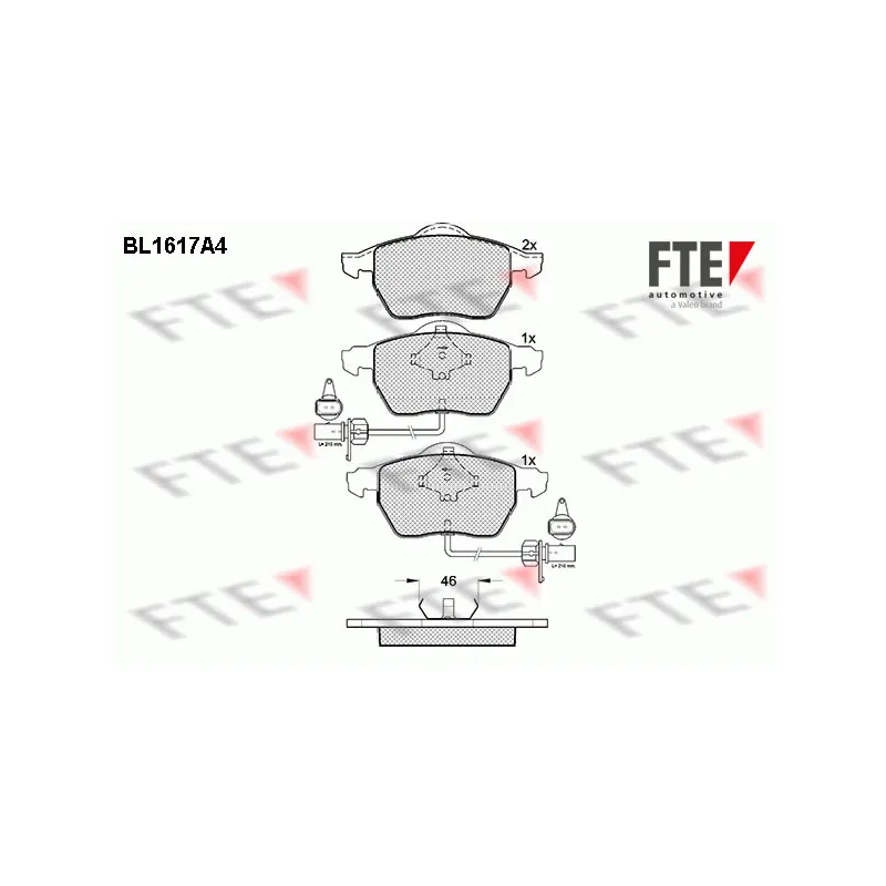 Jeu de 4 plaquettes de frein avant FTE BL1617A4