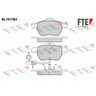 Jeu de 4 plaquettes de frein avant FTE BL1617B4