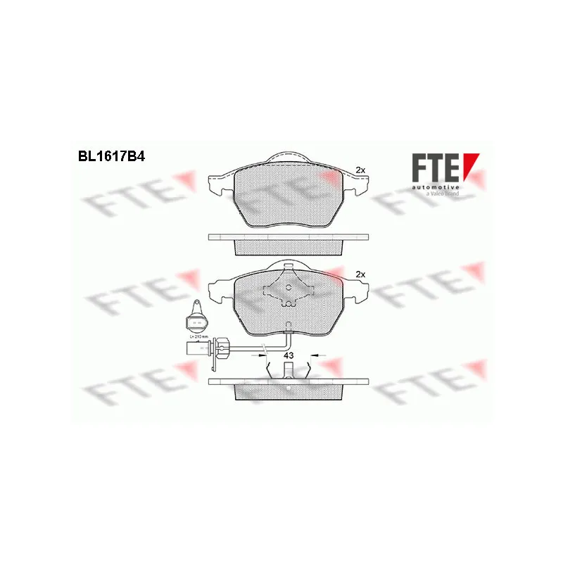 Jeu de 4 plaquettes de frein avant FTE BL1617B4