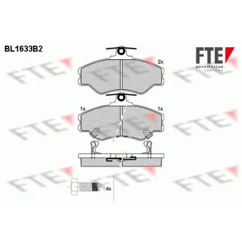 Jeu de 4 plaquettes de frein avant FTE BL1633B2