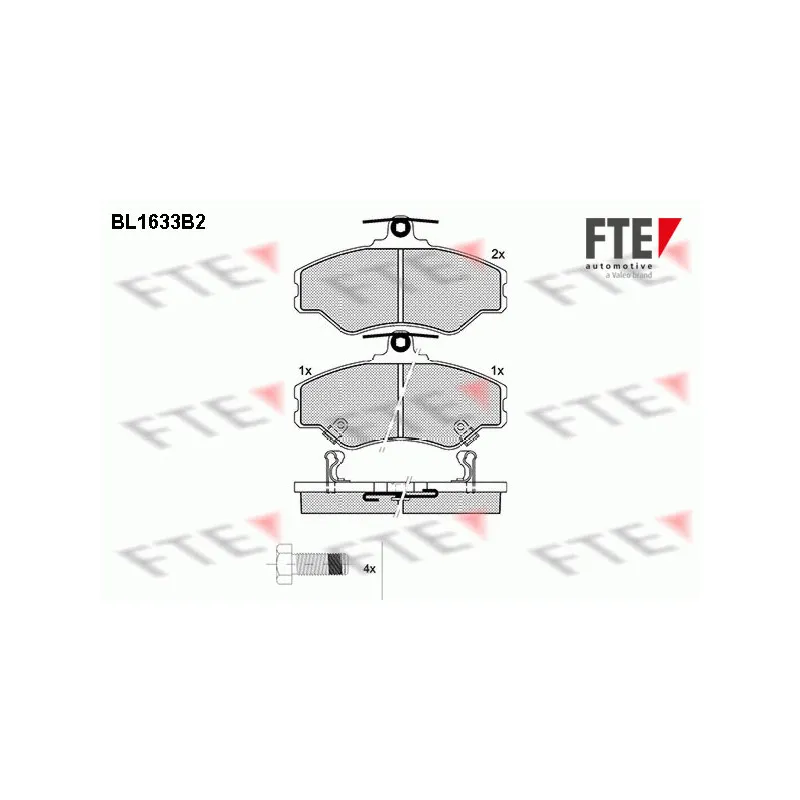 Jeu de 4 plaquettes de frein avant FTE BL1633B2