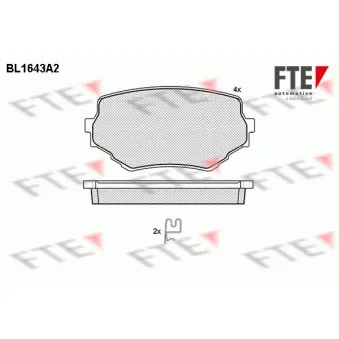 Jeu de 4 plaquettes de frein avant FTE BL1643A2