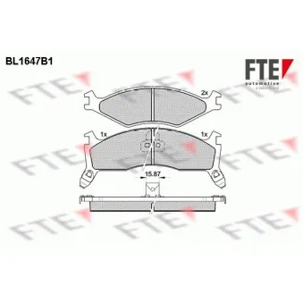 Jeu de 4 plaquettes de frein avant FTE BL1647B1