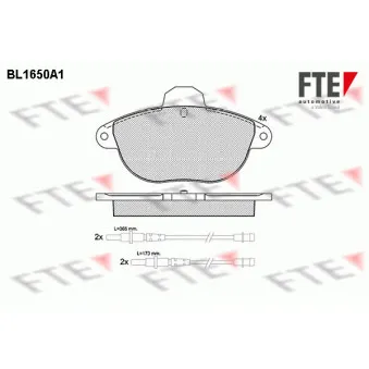 Jeu de 4 plaquettes de frein avant FTE BL1650A1