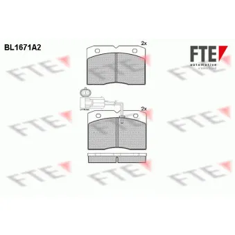 Jeu de 4 plaquettes de frein avant FTE BL1671A2