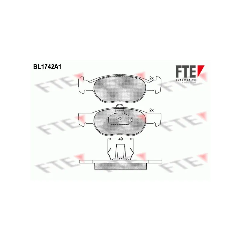 Jeu de 4 plaquettes de frein avant FTE BL1742A1