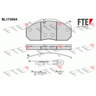 Jeu de 4 plaquettes de frein avant FTE BL1759G4