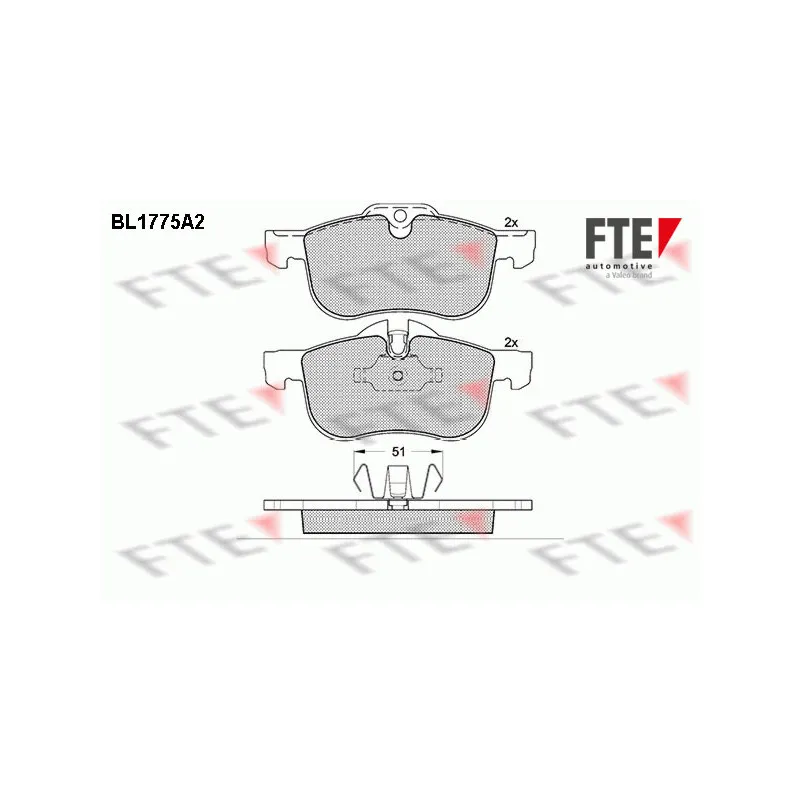 Jeu de 4 plaquettes de frein avant FTE BL1775A2