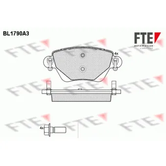 Jeu de 4 plaquettes de frein arrière FTE BL1790A3