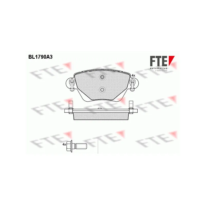 Jeu de 4 plaquettes de frein arrière FTE BL1790A3