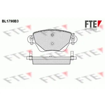 Jeu de 4 plaquettes de frein arrière FTE BL1790B3