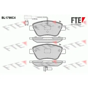 Jeu de 4 plaquettes de frein avant FTE BL1796C4