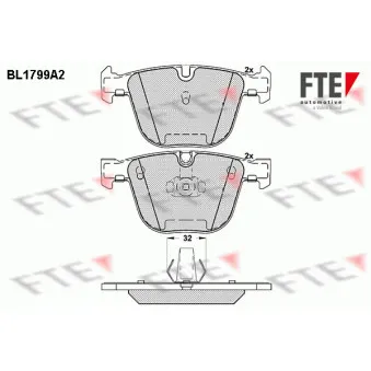 Jeu de 4 plaquettes de frein arrière FTE BL1799A2