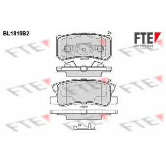 Jeu de 4 plaquettes de frein arrière FTE BL1810B2