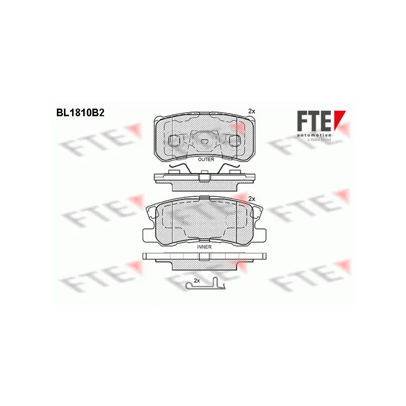 Jeu de 4 plaquettes de frein arrière FTE BL1810B2