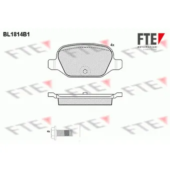 Jeu de 4 plaquettes de frein arrière FTE BL1814B1