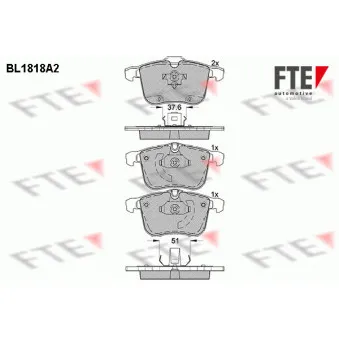 Jeu de 4 plaquettes de frein avant FTE BL1818A2