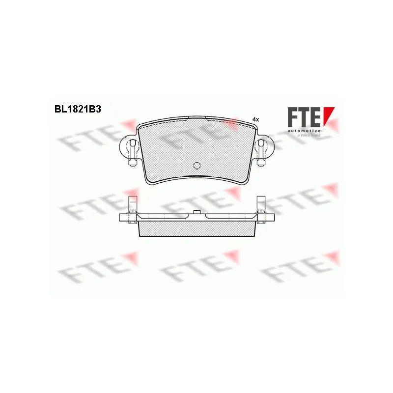 Jeu de 4 plaquettes de frein arrière FTE BL1821B3
