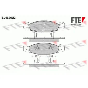 Jeu de 4 plaquettes de frein avant FTE BL1826U2