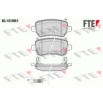 Jeu de 4 plaquettes de frein arrière FTE BL1828B3