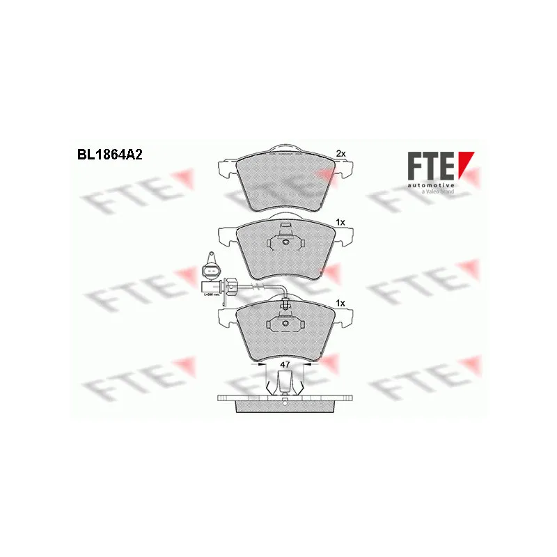 Jeu de 4 plaquettes de frein avant FTE BL1864A2