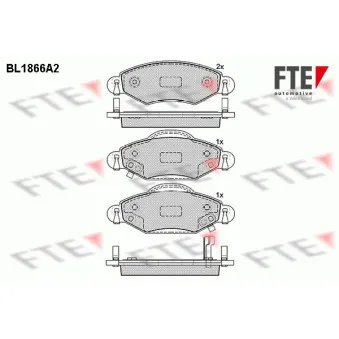 Jeu de 4 plaquettes de frein avant FTE BL1866A2