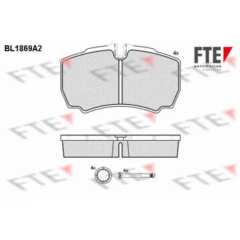 Jeu de 4 plaquettes de frein arrière FTE BL1869A2