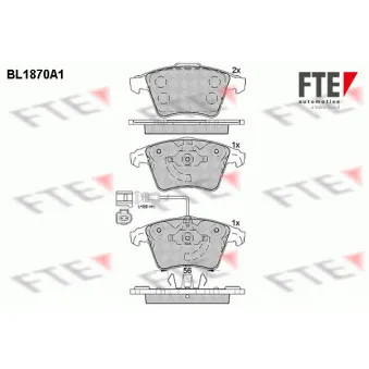 Jeu de 4 plaquettes de frein avant FTE BL1870A1