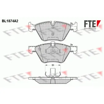 Jeu de 4 plaquettes de frein avant FTE BL1874A2