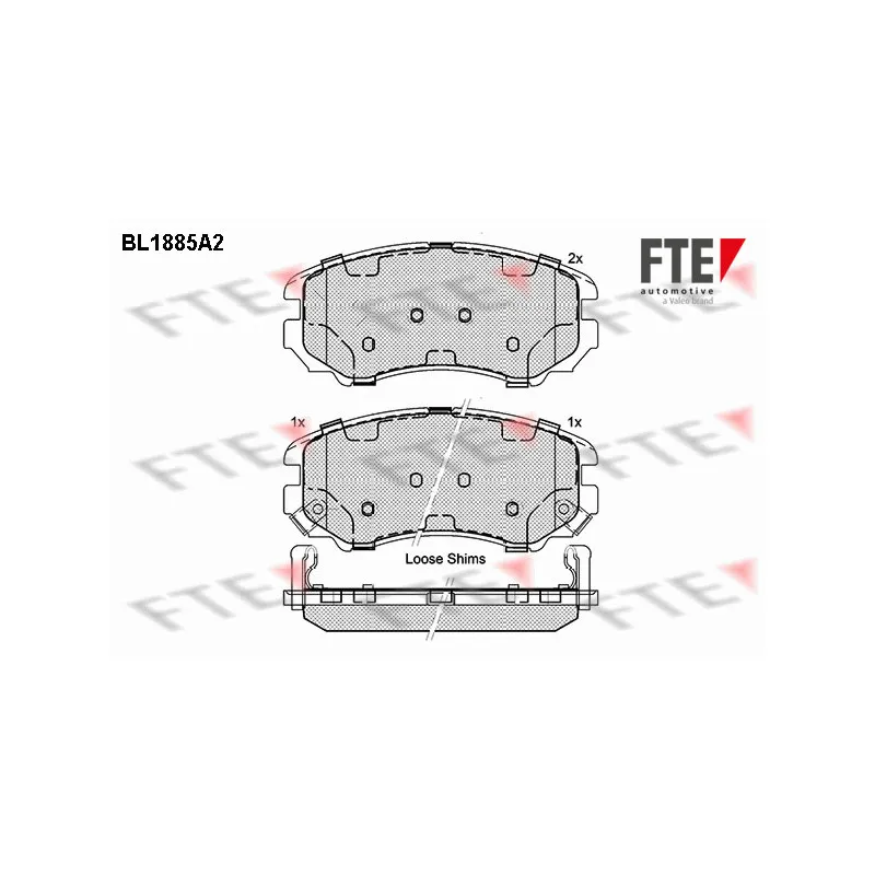 Jeu de 4 plaquettes de frein avant FTE BL1885A2