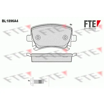 Jeu de 4 plaquettes de frein arrière FTE BL1896A4
