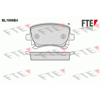 Jeu de 4 plaquettes de frein arrière FTE BL1896B4