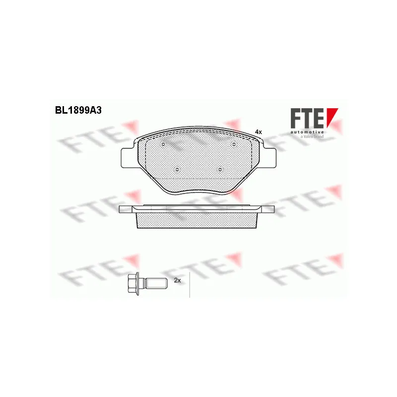 Jeu de 4 plaquettes de frein avant FTE BL1899A3