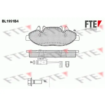 Jeu de 4 plaquettes de frein avant FTE BL1951B4