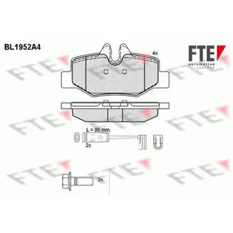 Jeu de 4 plaquettes de frein arrière FTE BL1952A4