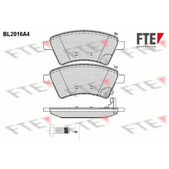 Jeu de 4 plaquettes de frein avant FTE BL2016A4
