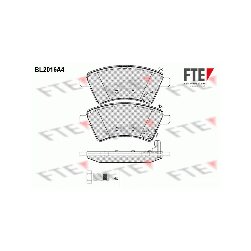 Jeu de 4 plaquettes de frein avant FTE BL2016A4