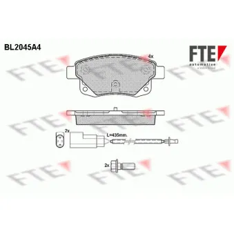 Jeu de 4 plaquettes de frein arrière FTE BL2045A4