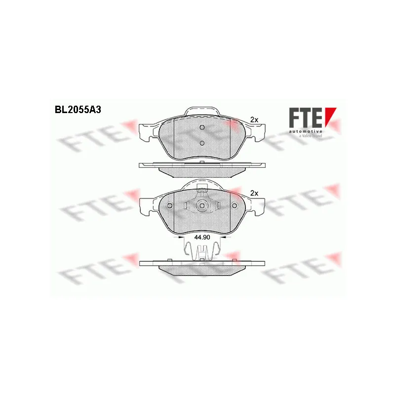 Jeu de 4 plaquettes de frein avant FTE BL2055A3