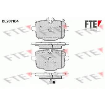 Jeu de 4 plaquettes de frein arrière FTE BL2081B4