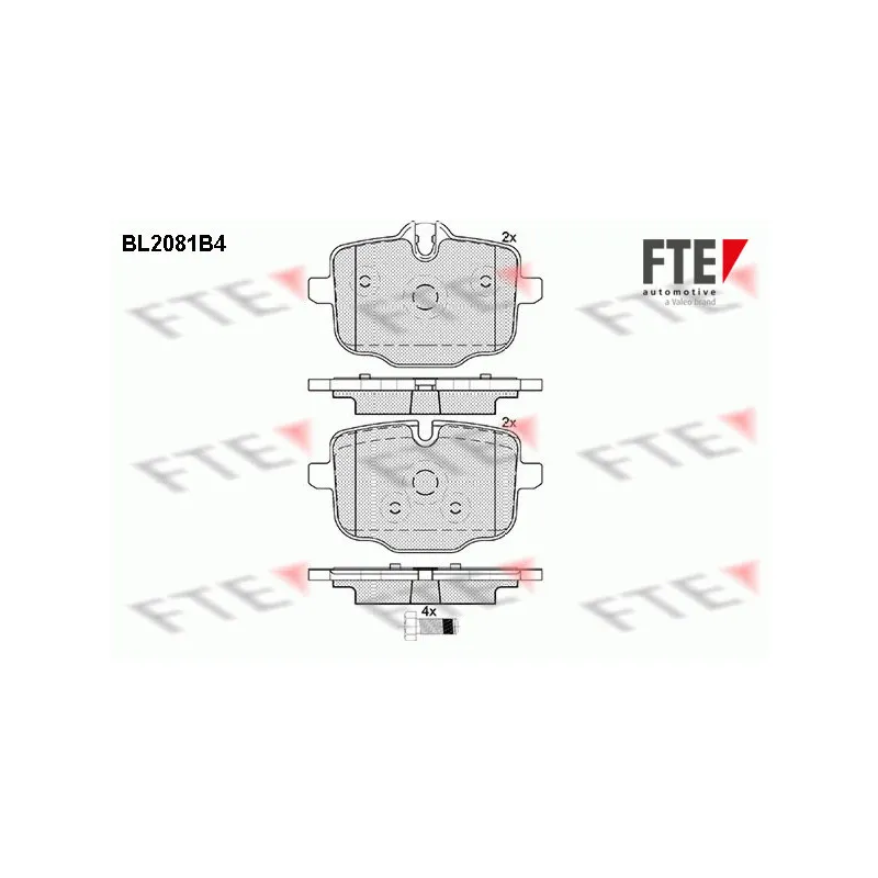 Jeu de 4 plaquettes de frein arrière FTE BL2081B4