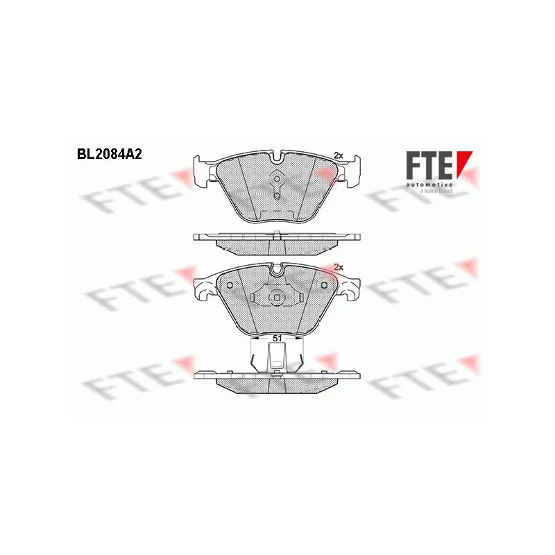 Jeu de 4 plaquettes de frein avant FTE BL2084A2