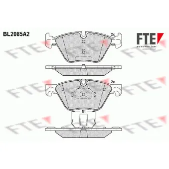 Jeu de 4 plaquettes de frein avant FTE BL2085A2