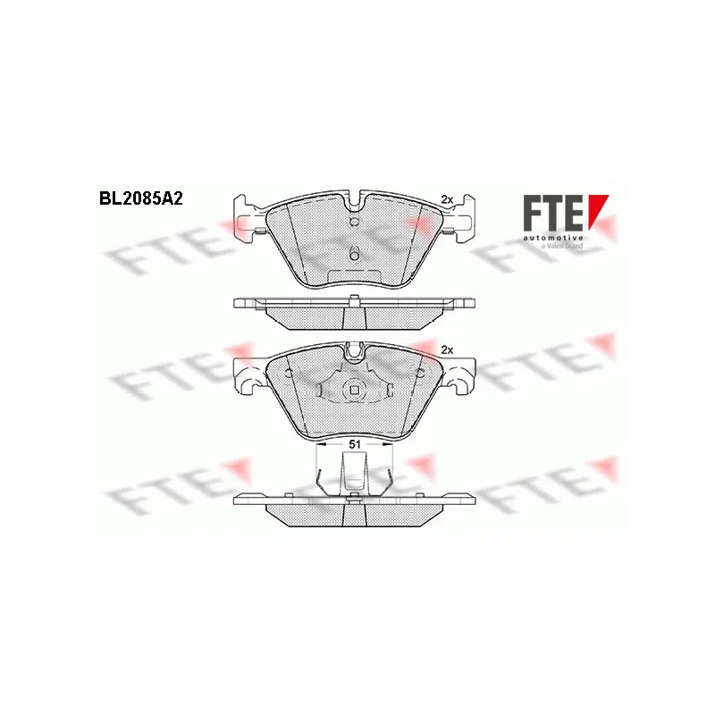 Jeu de 4 plaquettes de frein avant FTE BL2085A2